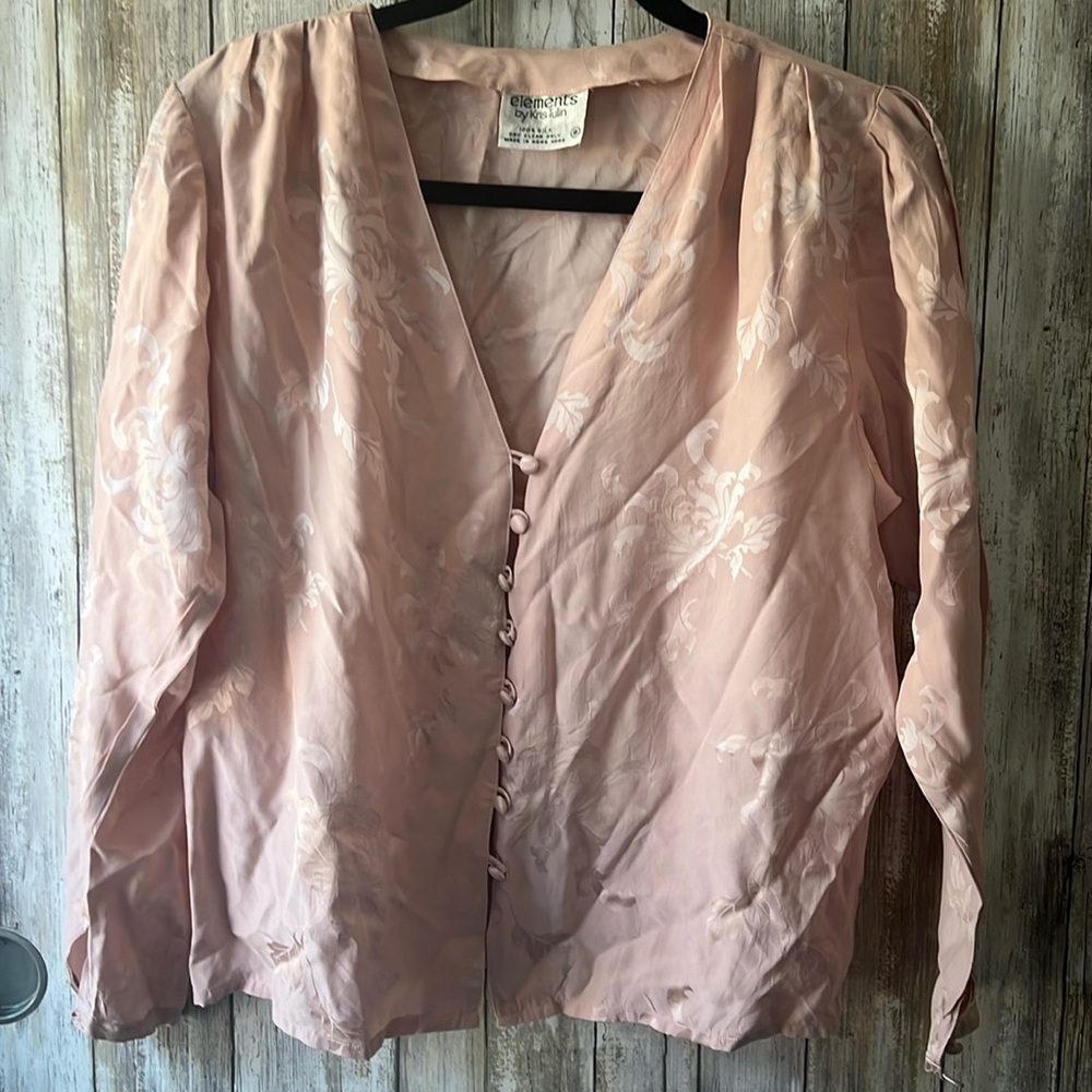 Vintage Elements by Kris Tulin 100% silk blouse, size 8, EUC